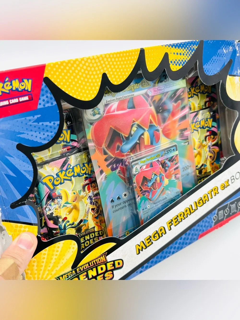 Pokemon TCG Mega Feraligatr ex Box Ascended Heroes Complete Sealed Damaged Box